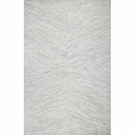 BASHIAN 8 x 10 ft. Santa Fe Contemporary Leather Hand Stitched Area Rug White H112-WH-8X10-H41